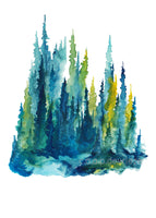 Lime Pines - Watercolor Art Print