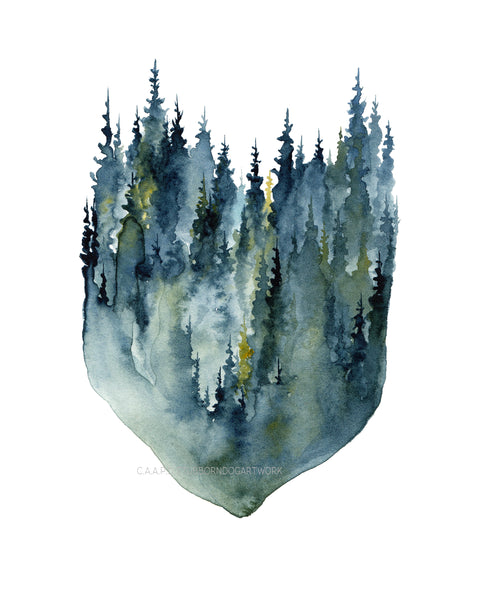 Crest Pines - Watercolor Art Print