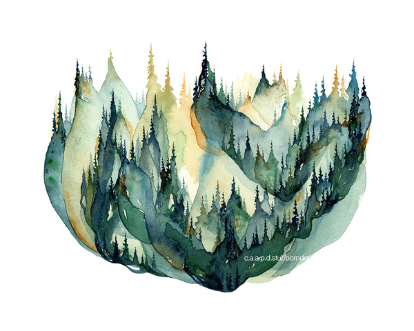 September Pines - Watercolor Art Print