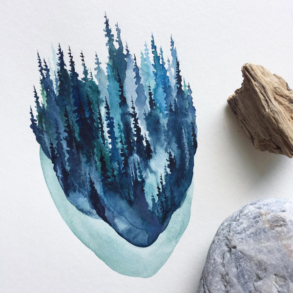 Ice Pines - Watercolor Art Print