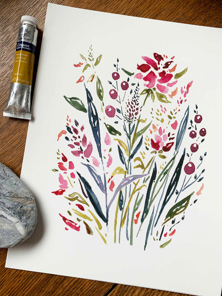 Rose Berry Mix - Watercolor Art Print