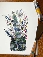 Sea Thistle Bouquet - Watercolor Art Print