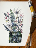 Sea Thistle Bouquet - Watercolor Art Print
