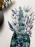 Sea Thistle Bouquet - Watercolor Art Print