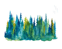 Treeline Pines - Watercolor Art Print