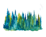 Treeline Pines - Watercolor Art Print