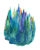 Twilight Pines - Watercolor Art Print