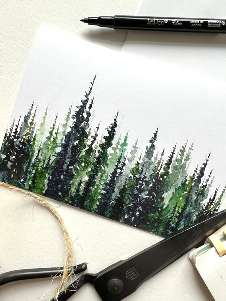 Holiday Card - Winter Green Forest